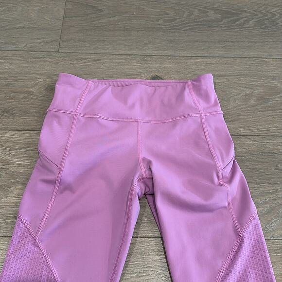 ATHLETA Violet Blush Mesh Contender High Rise Active Gym Yoga Running Capri XS - Picture 4 of 11